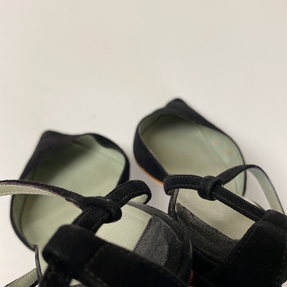 Sigerson Morrison Black Suede and Leather Kitten Heel Shoes - Picture 8 of 9